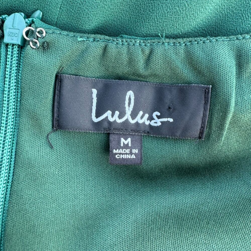 Lulus NWT Green Queen Anne Neck Ruched Ruffle Mini Dress M - Picture 8 of 8